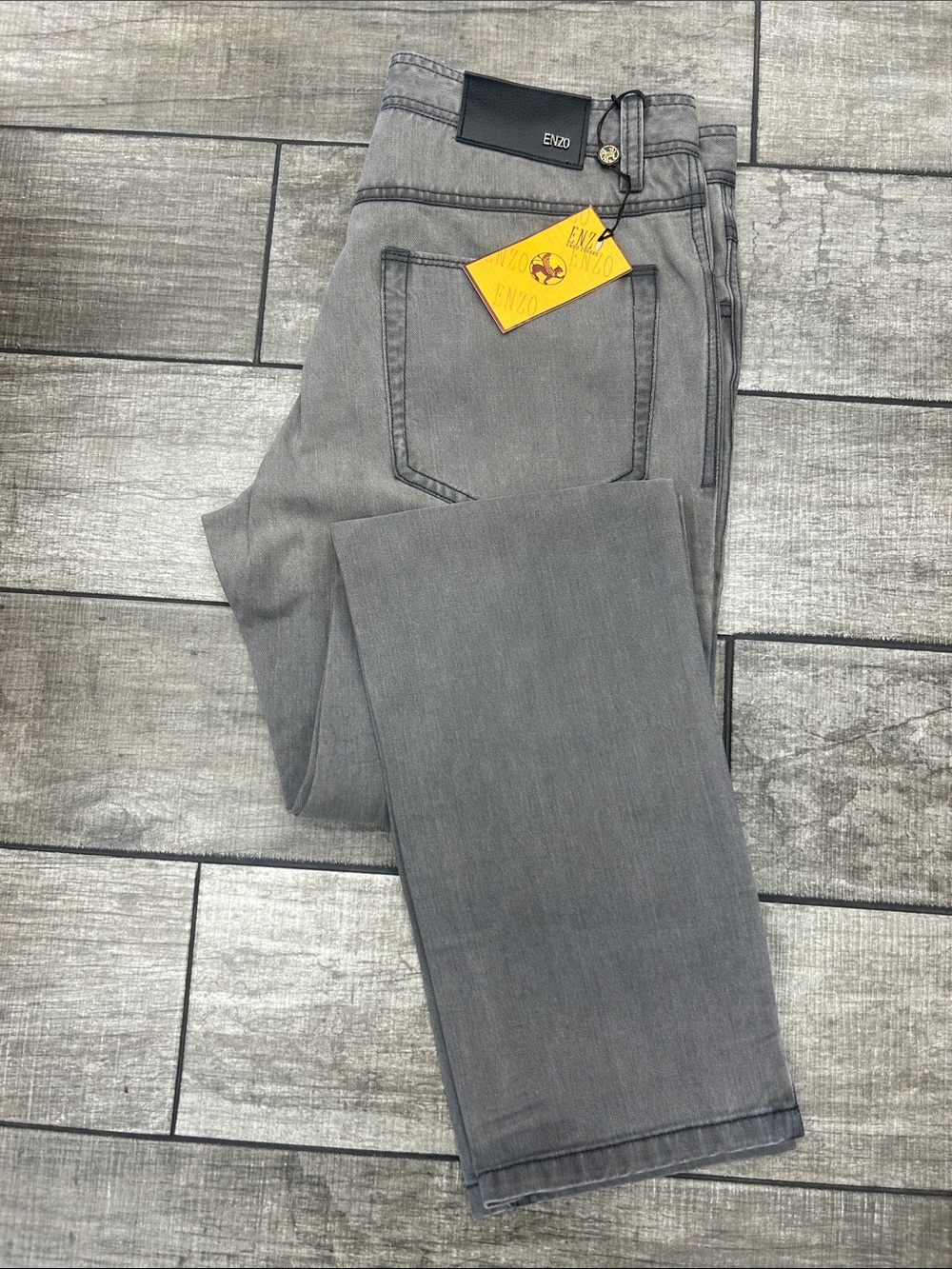 Enzo Tovare Men’s Gray Denim Jeans - Classic Straight Fit NWT